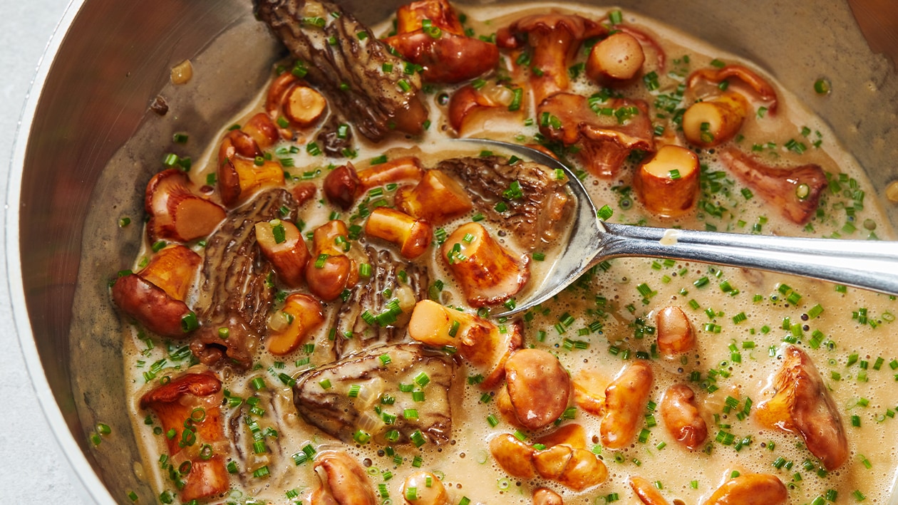 Wilde paddenstoelen roomsaus